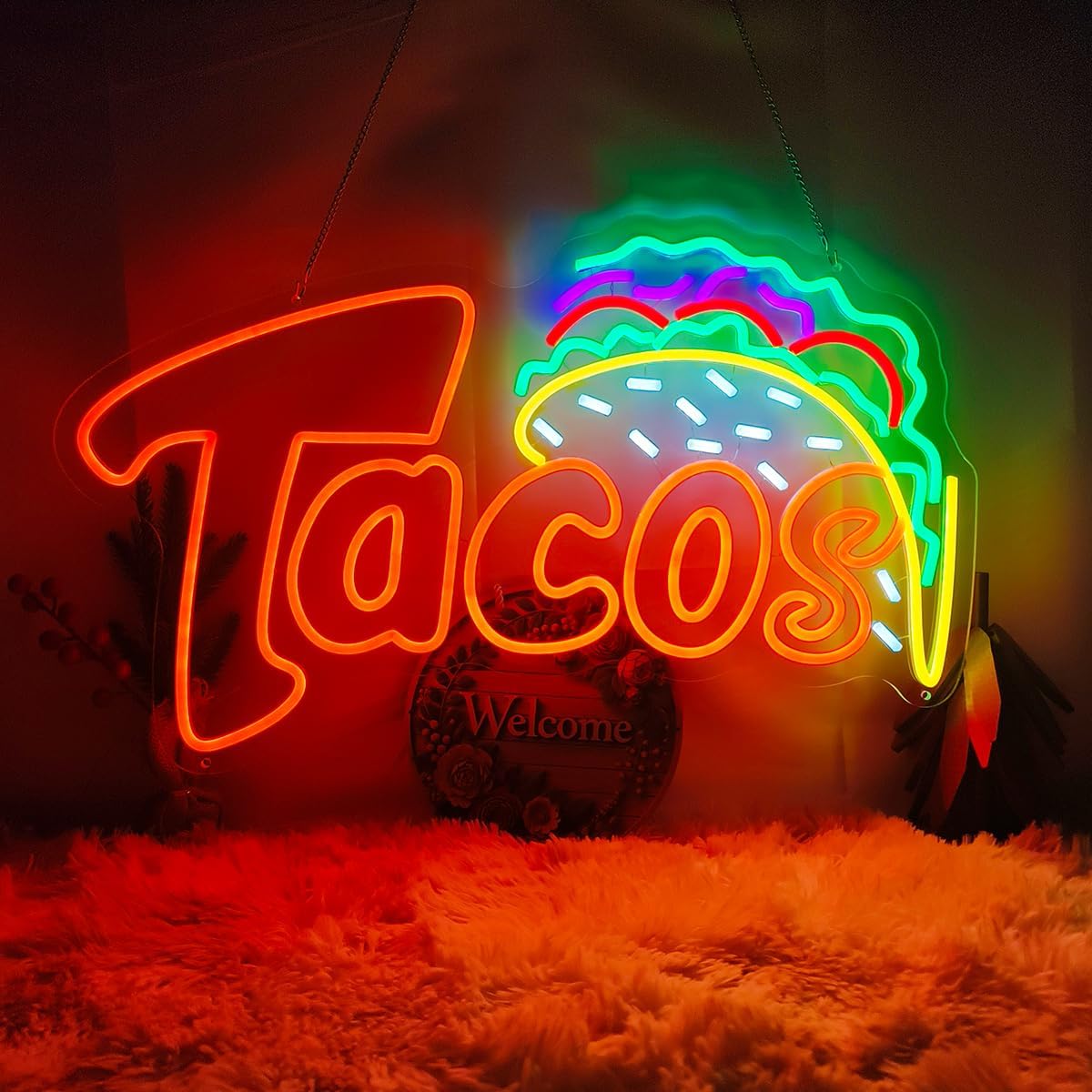 Food Snacks Restaurant - Enseigne néon LED Tacos, Lampe murale