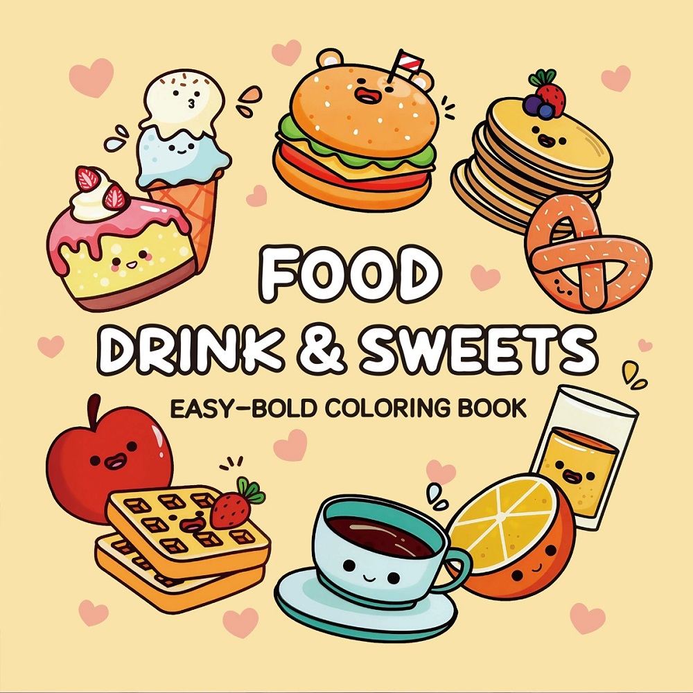 Food And Snacks Coloring Book - Livre de coloriage pour adultes, boissons