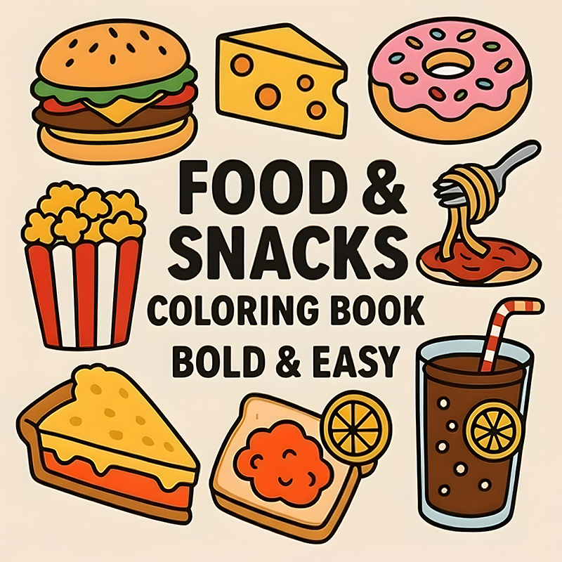 Food And Snacks Coloring Book - Carnet de coloriage et de dessin